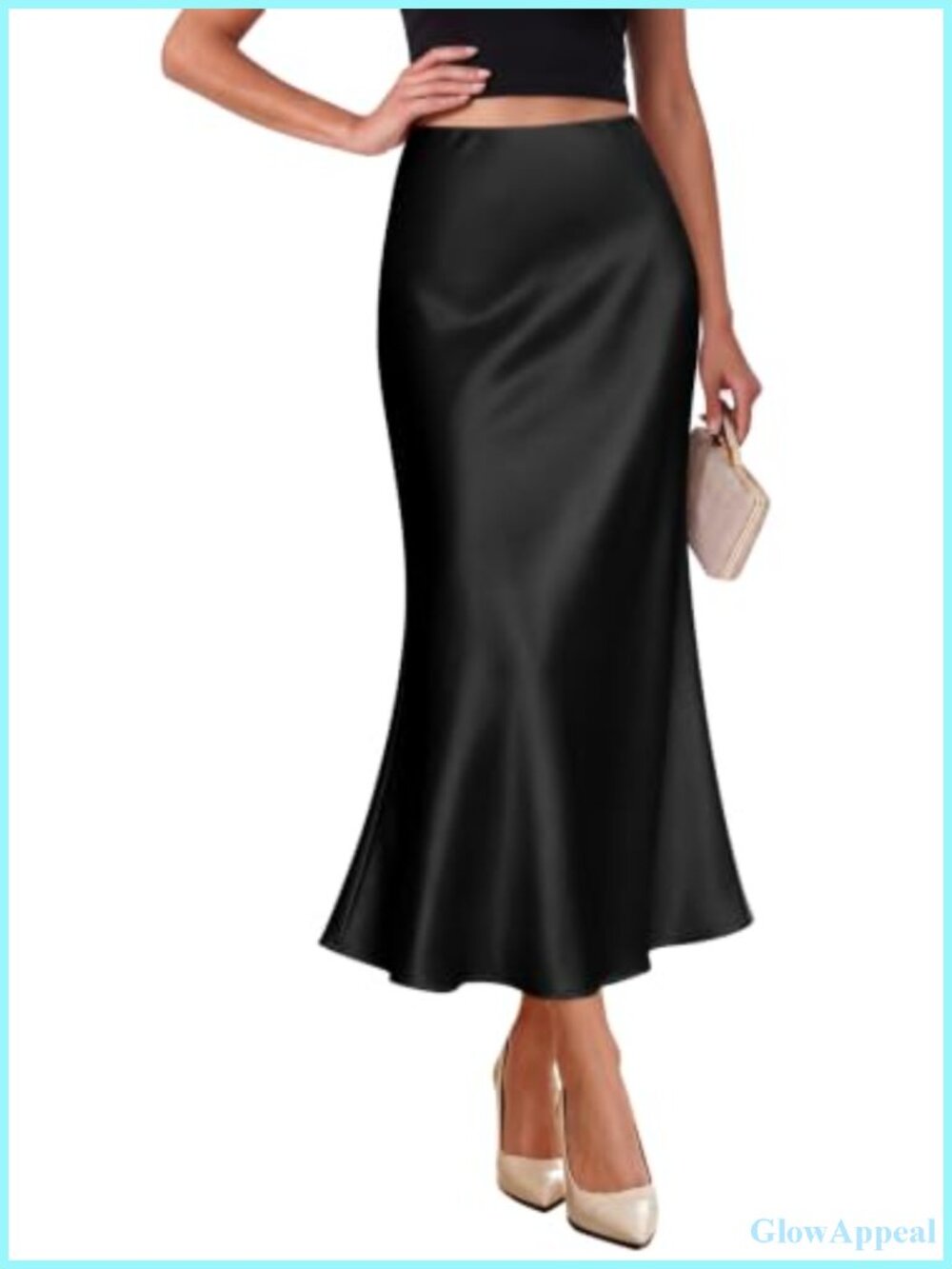 High Waist Satin Mermaid Midi Skirt Women Elegant Cocktail Party